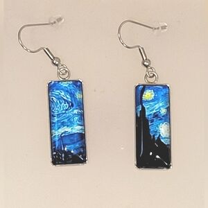 Blue Starry Night Earrings Or Sunflowers. Vincent Van Gohg
